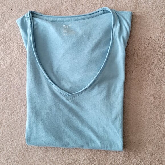 Gap V-Neck Tee Women's Size XS Light Blue Short Sleeve Cotton T-shirt - Picture 8 of 8